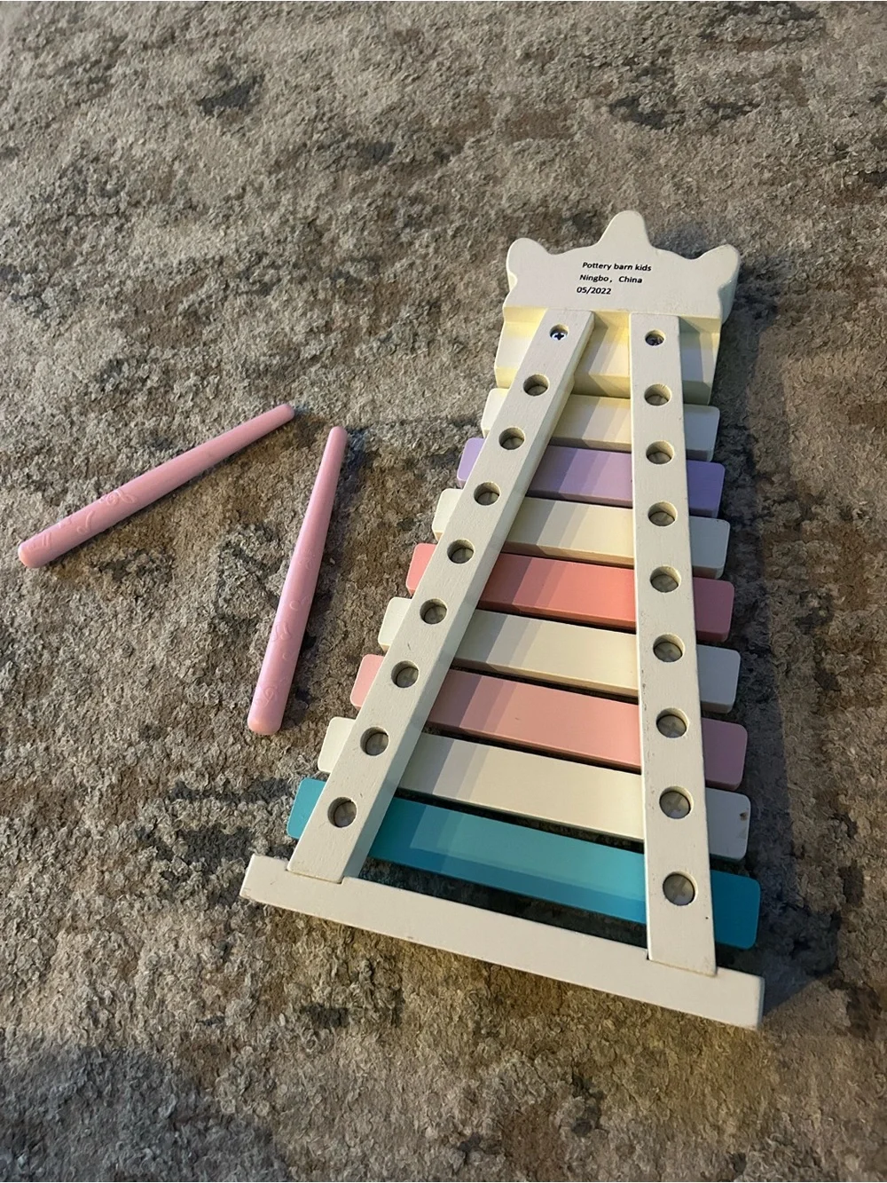 Pottery Barn Kids Pastel Unicorn Wooden Xylophone - Pink, Purple, Teal, Cream